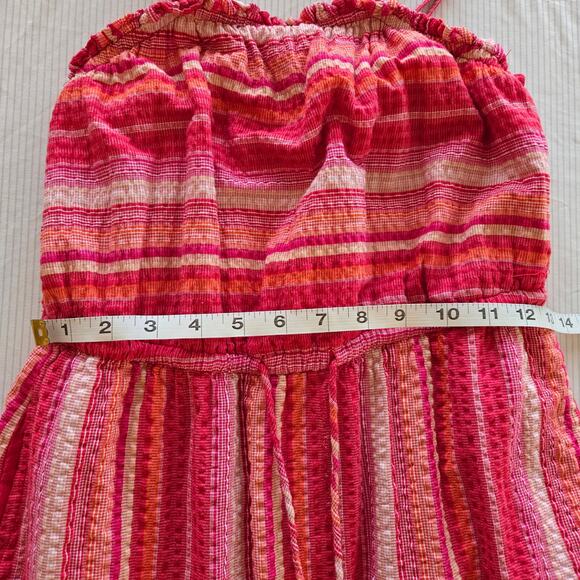 Greylin Striped Tiered Midi Sundress XS Tassel Fringe Crinkle Sleeveless Boho - Picture 9 of 14